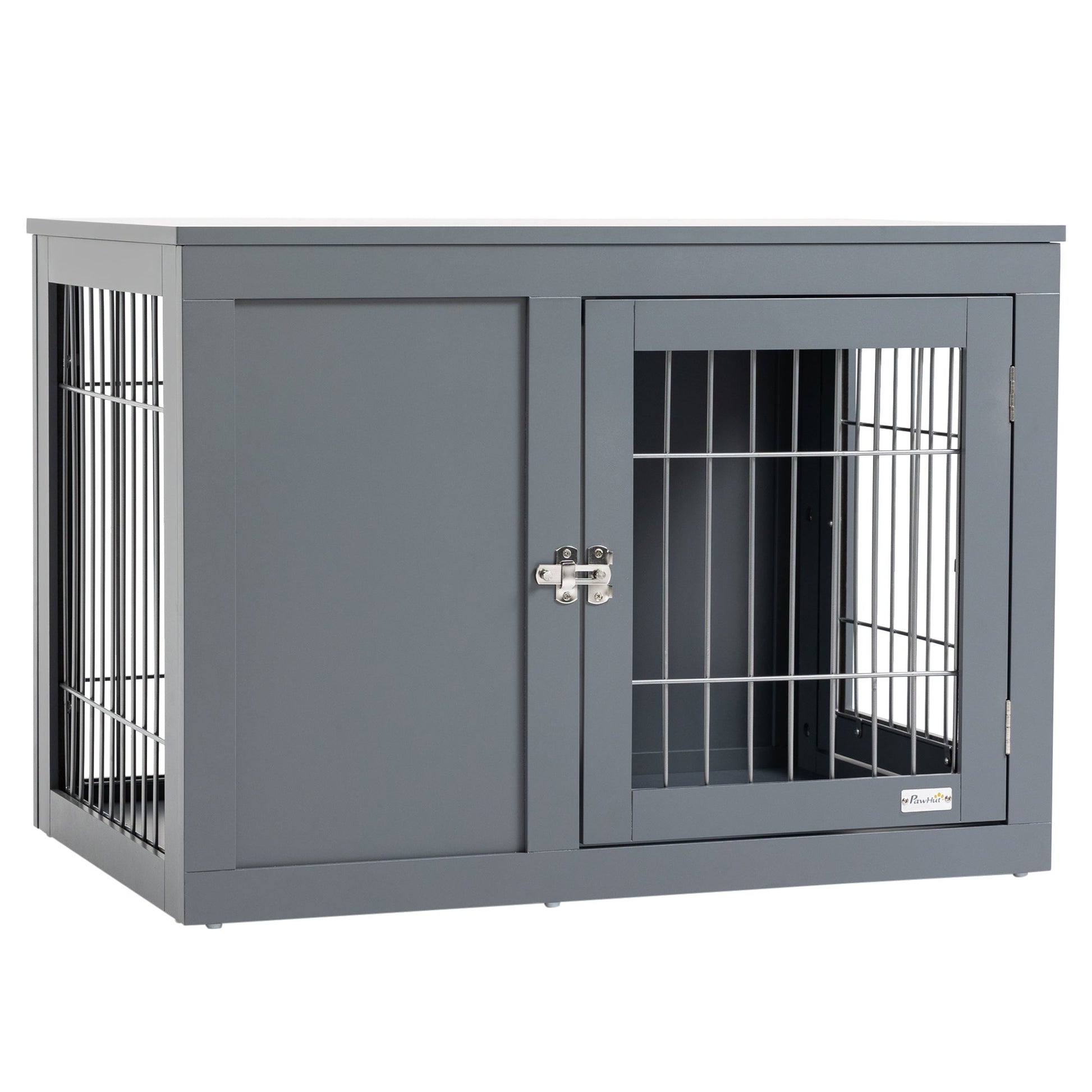 Furniture Style Dog Crate, End Table Pet Cage Kennel, Indoor Decorative Puppy House, with Double Doors, Locks, for Small & Medium Dogs, Grey-0