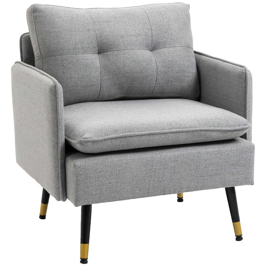 Modern Upholstered Accent Chair with Button Tufting - Grey-0