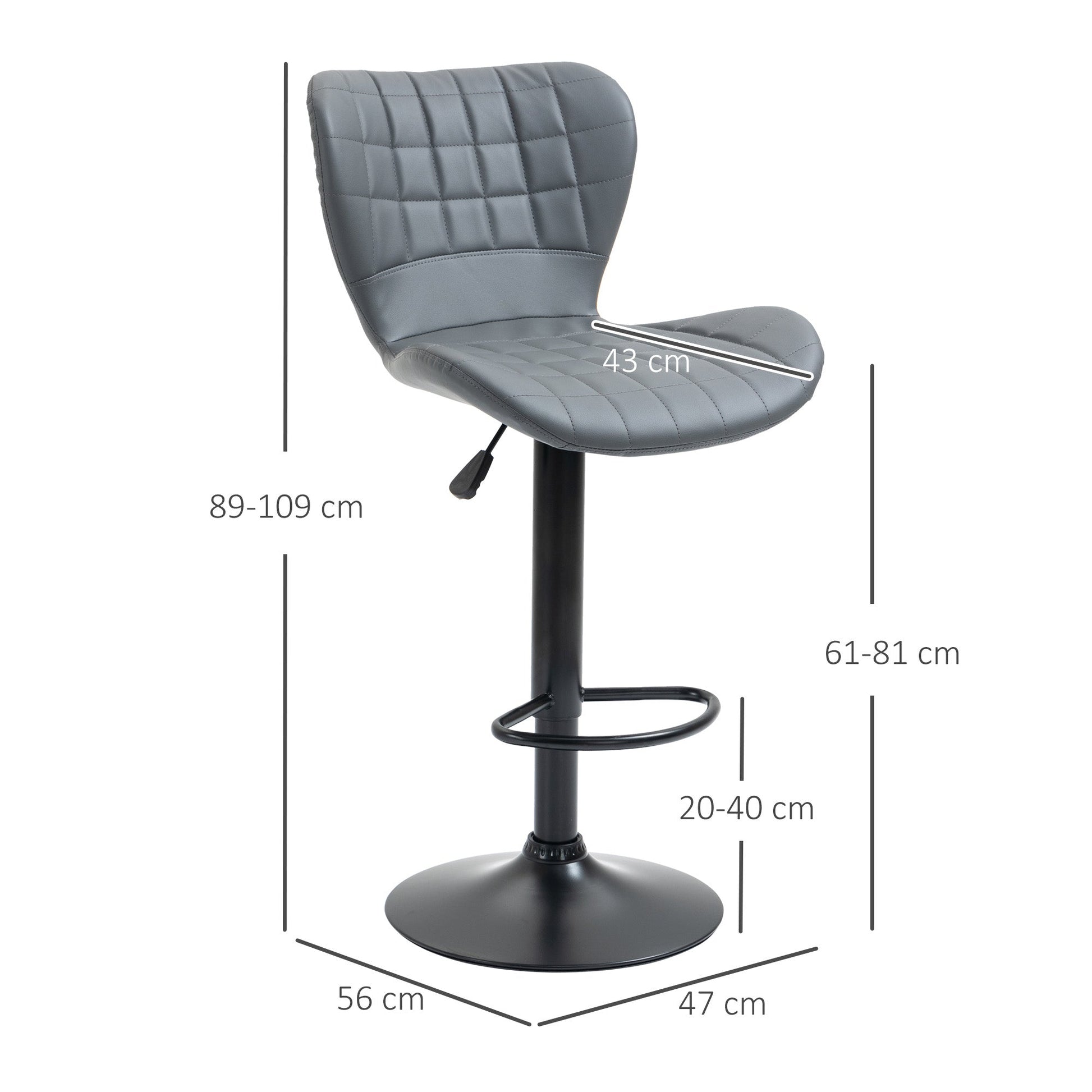 Adjustable Height Swivel Bar Stools Set of 2 - Grey-2