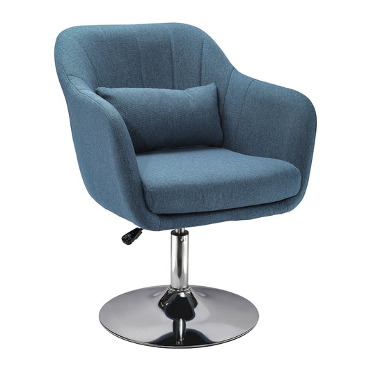 Retro Swivel Accent Chair with Adjustable Height and Lumbar Support - Beige-0