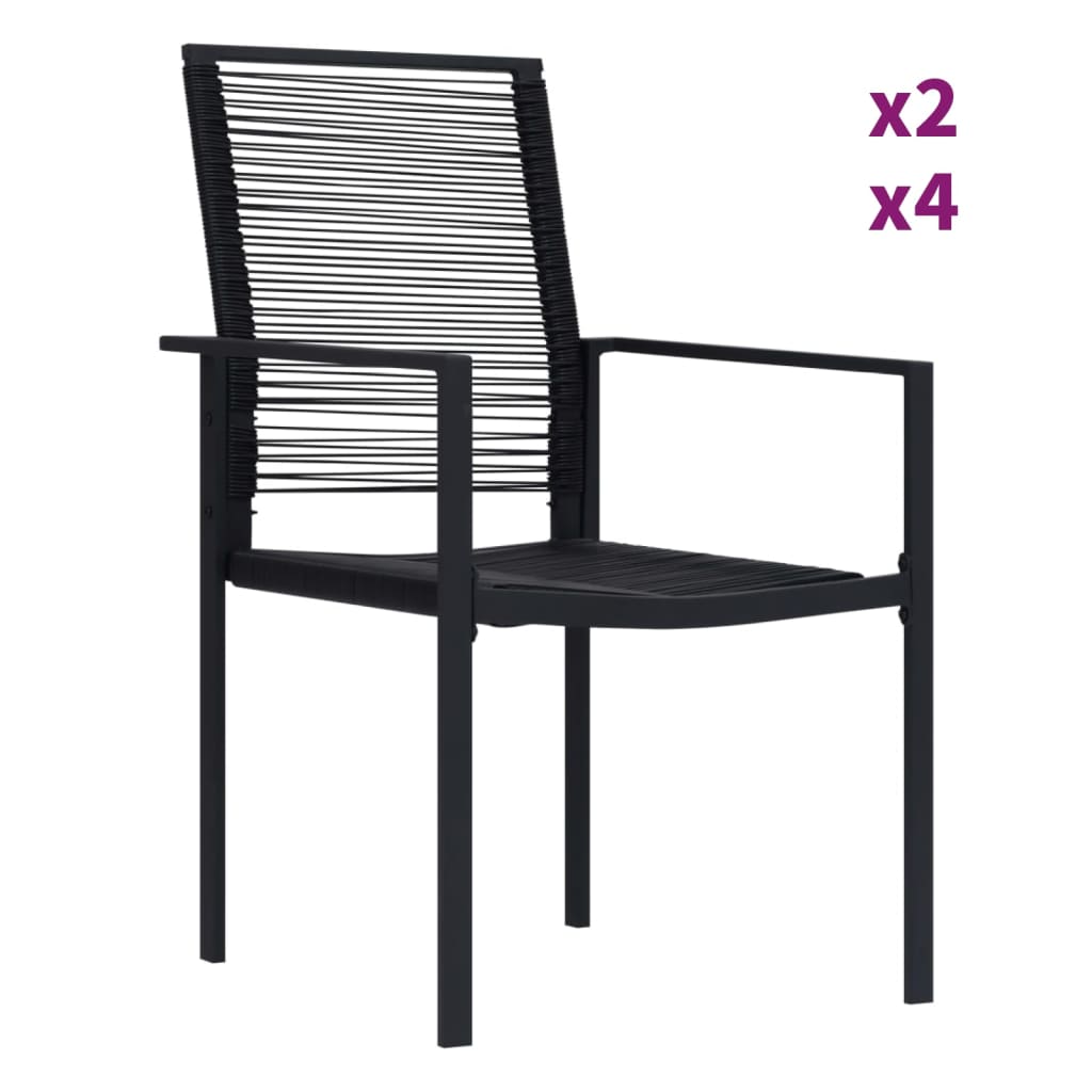 vidaXL 2/4x Patio Chairs PVC Rattan Black Garden Outdoor Chair Furniture-5